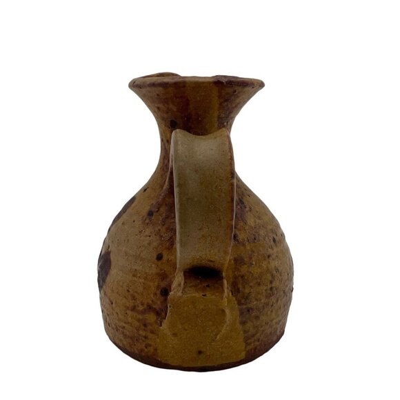 Vtg Studio Art Mini Pitcher Pottery Bud Vase 3 1/2” Neutrals Brown - Picture 3 of 9